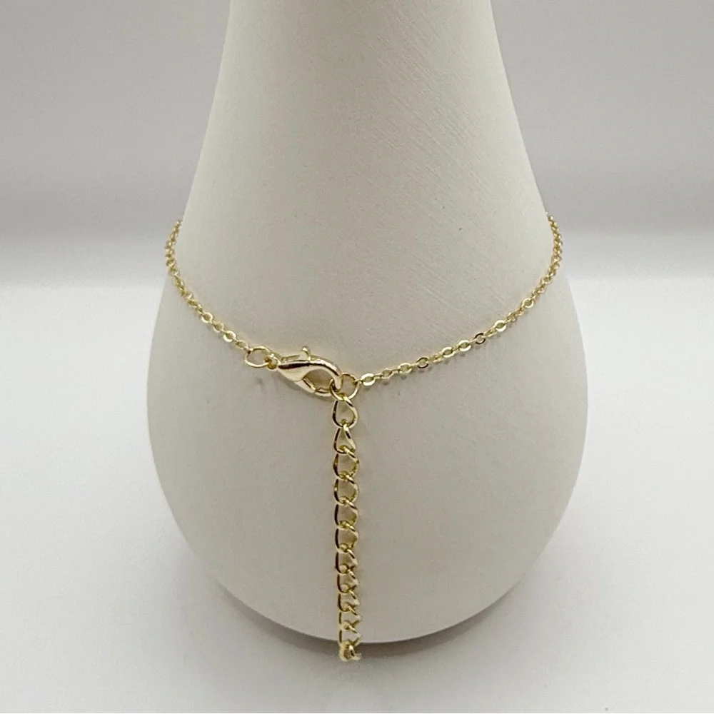 Gold Tone Heart Charm Anklet Bracelet – Adjustable Delicate Chain